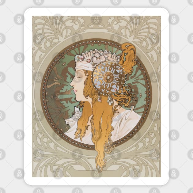 Alphonse Mucha Sticker by immortalpeaches